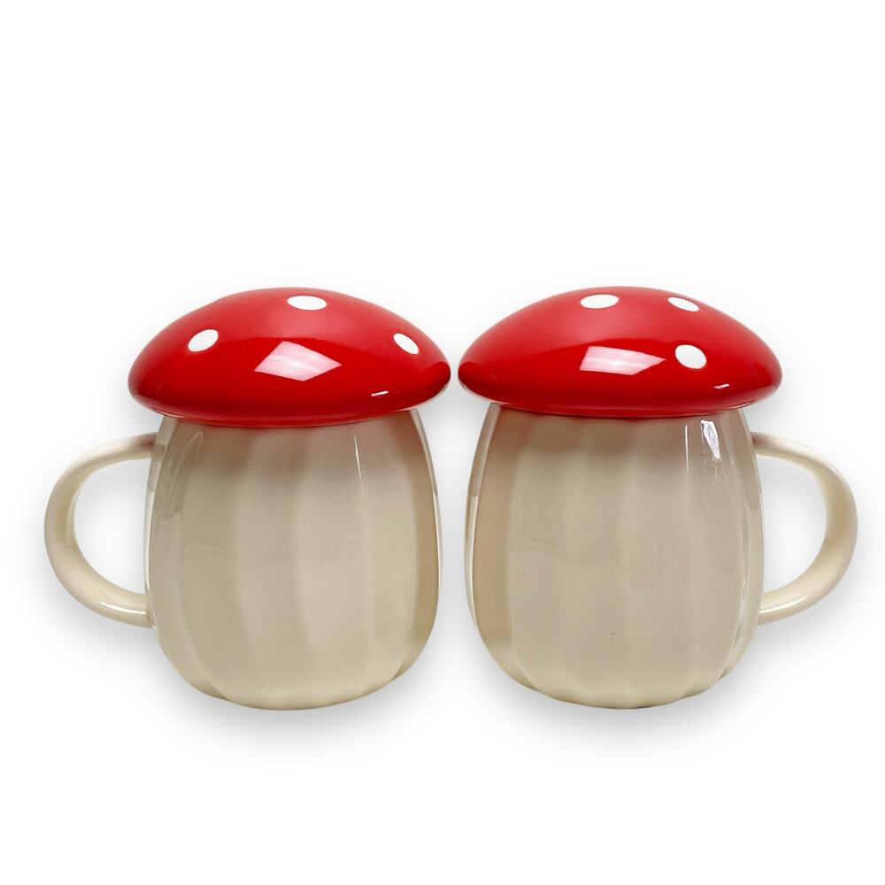 Mushroom Mugs with Lids - Set of two